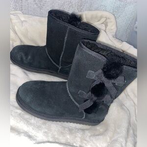 Koolaburra Black Winter Boots with Pom Poms